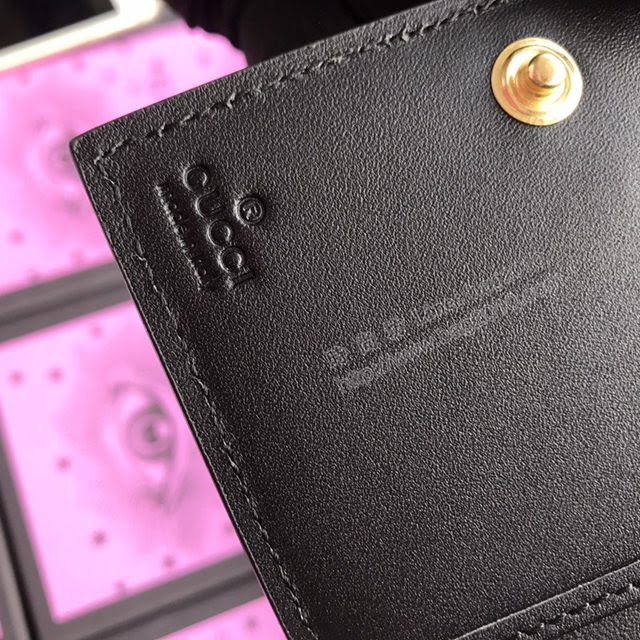 Gucci錢包 古馳新款 瑪格麗特皇后長夾 翻蓋錢包系列 Gucci女錢包 476064黑色拼色全皮  gdj1102